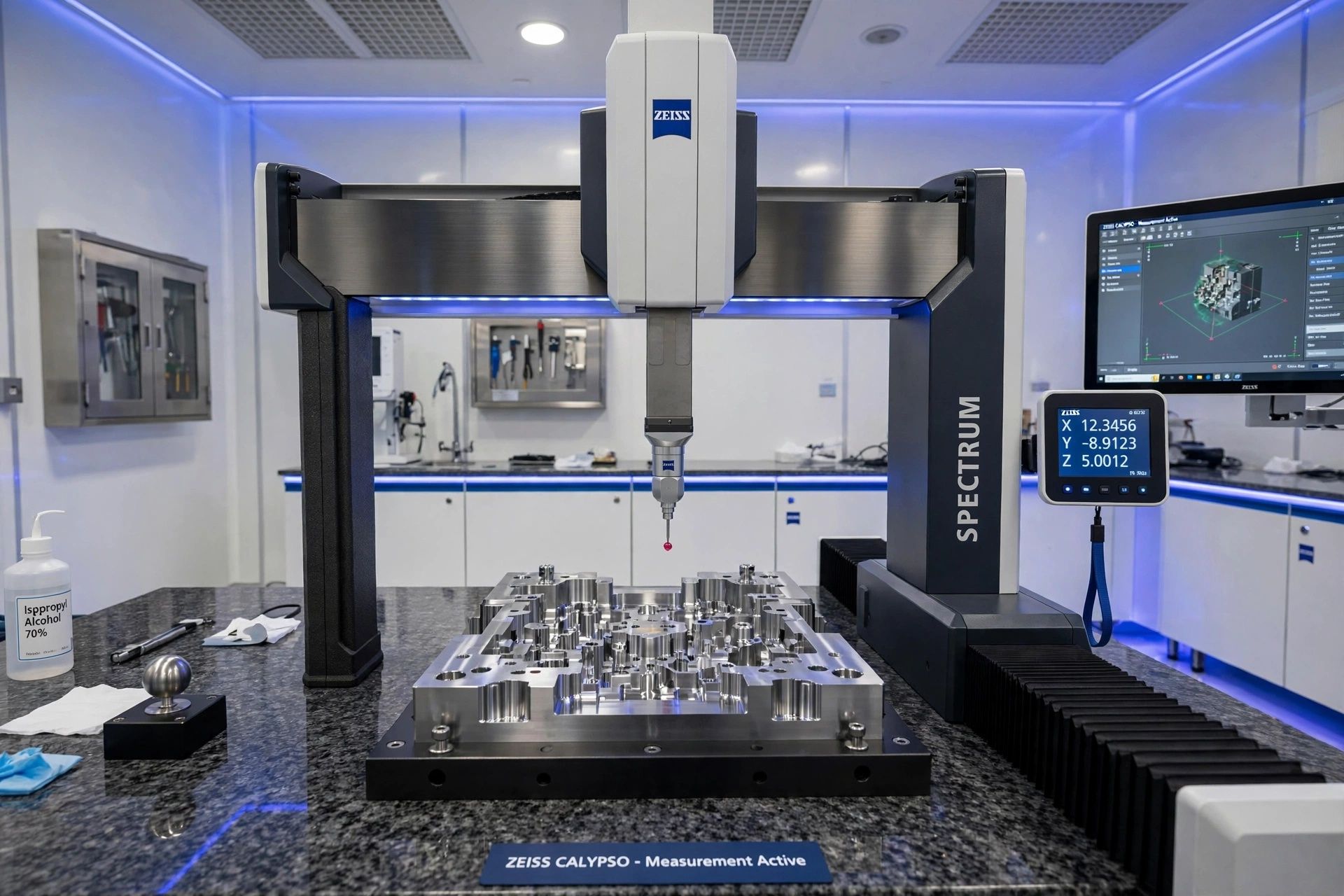 Zeiss coordinate measuring machine inspecting complex injection mold cavity insert