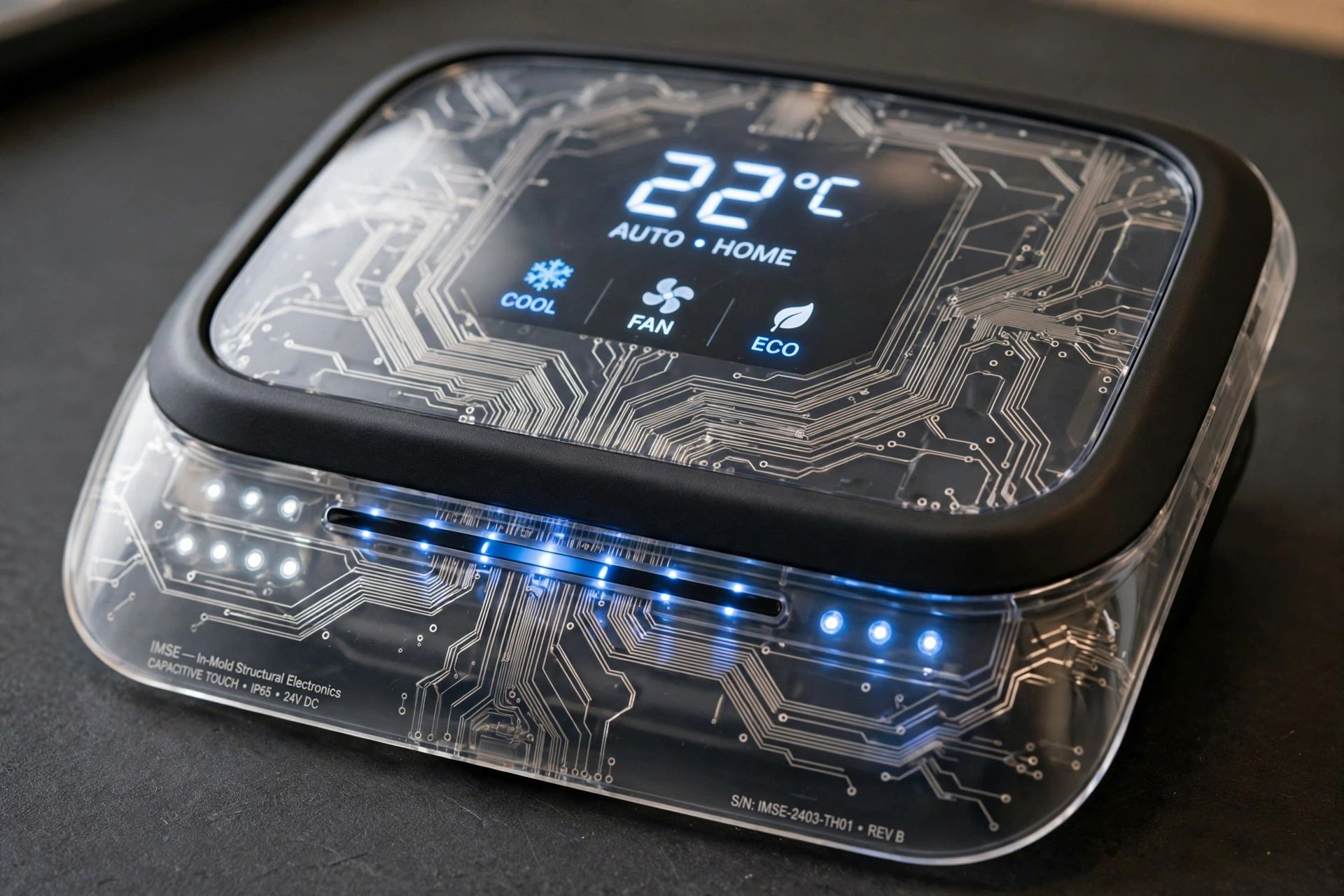 IMSE 3D smart molded surface integrating printed conductive circuitry and capacitive touch sensors