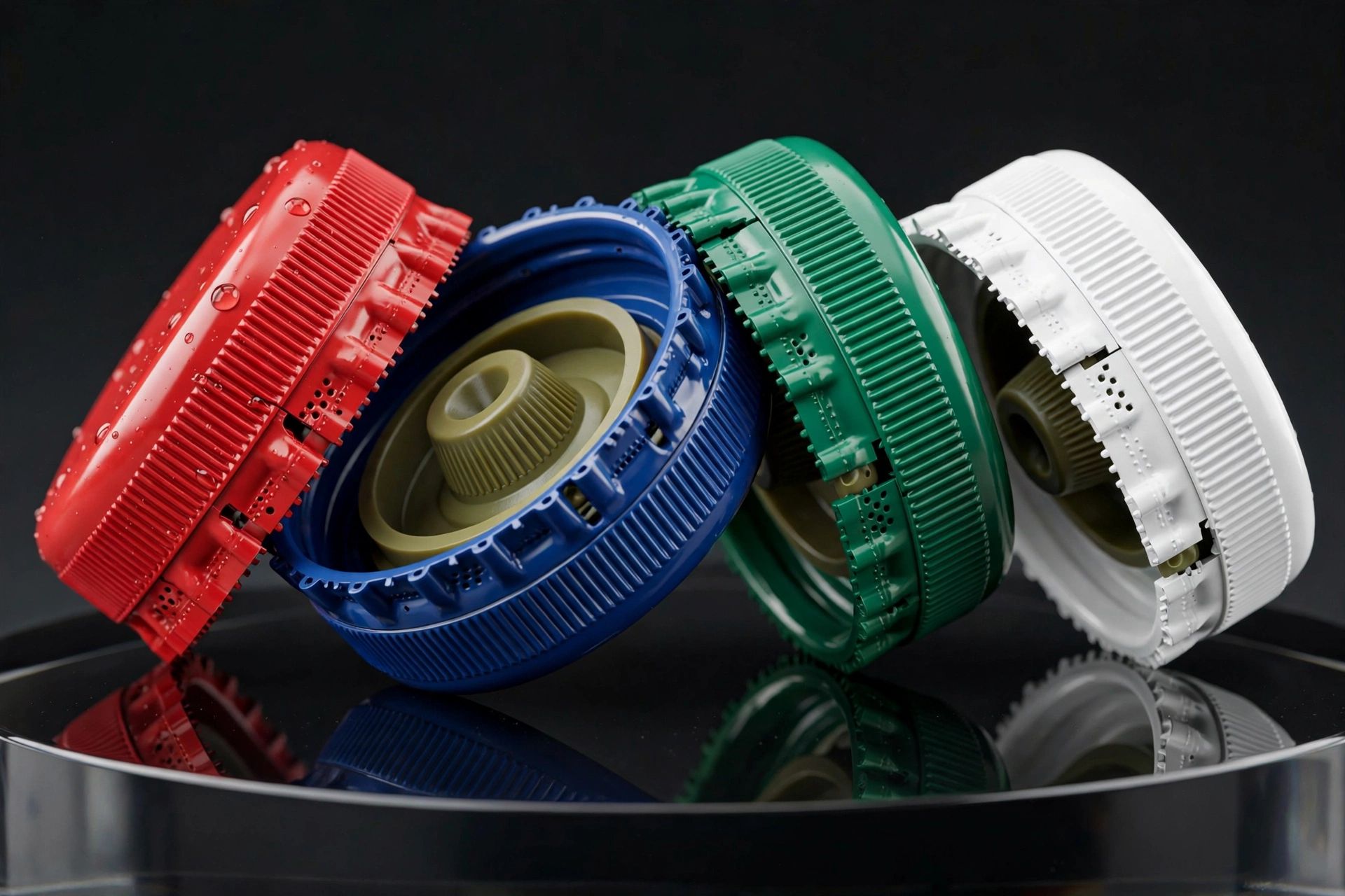 Assortment of precision molded tamper-evident beverage caps and threaded closures